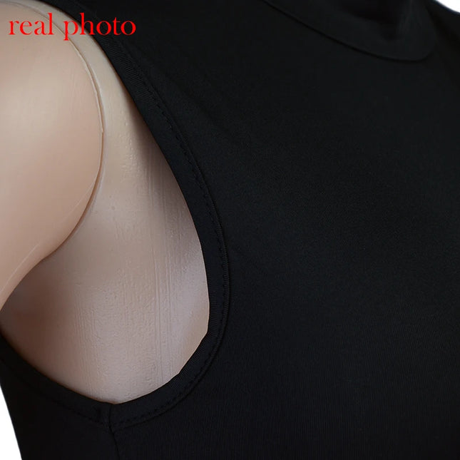 Cryptographic Elegant Black Sleeveless Bandage Sexy Dress for Women Club Party Backless Tank Dresses Skinny Fashion Summer 2025