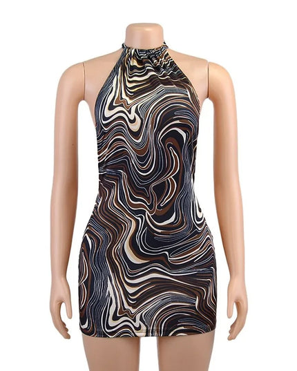 Black Bodycon Dress Women Halter Sexy Skinny Hollow Out Backless Mini Dresses Hot Summer Sleeveless Beach Party Cut Out Dress