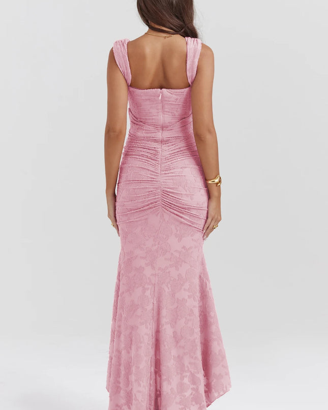 JULISSA MO Sleeve Less Backless Evening Long Dress Irregular Ruched Women Dress New Slim Fit Elegant Square Collar Gown Outfits