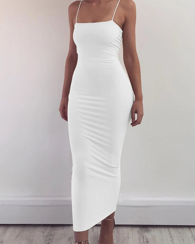 dress 2025 New Spring Summer Women's High Elastic Sleeveless Backless Dress Long Sling Dresses Club Sexy Suspender Dress