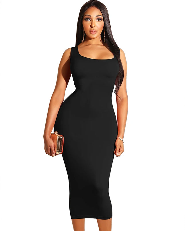 Summer Casual Sexy Square Neck Sleeveless Women's Dress