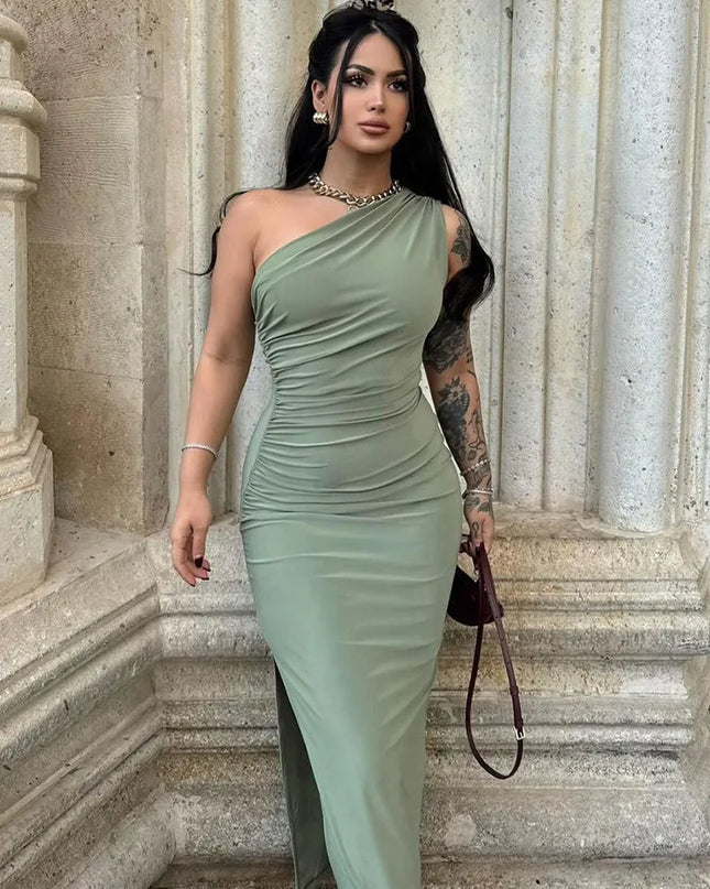 Black Maxi Dress Women Elegant Party Summer Fashion Sexy Split Sleeveless Backless Dress Off Shoulder Streetwear Club Slim Dress
