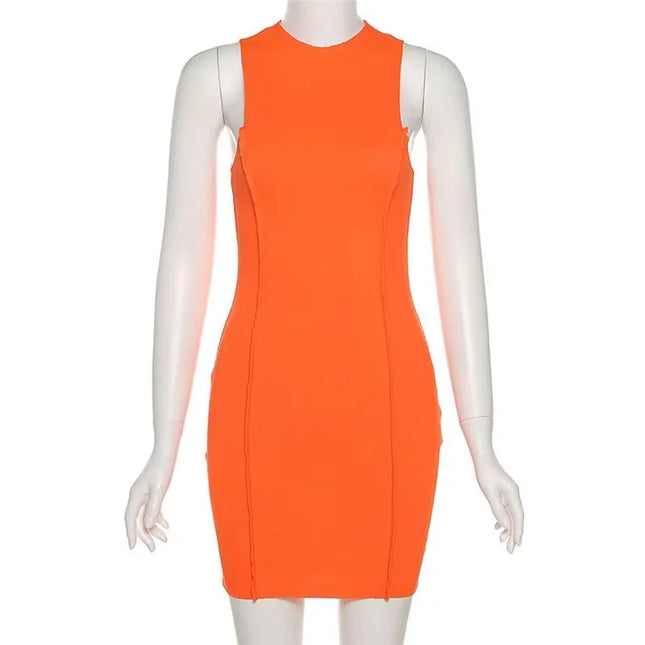 dress Women's Sleeveless Mini Bodycon Dress Y2K Cutout Sundress Beach Party Sexy Club Short Dress New Streetwear HotSweet Tank Dress
