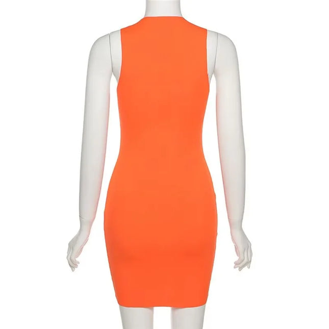 dress Women's Sleeveless Mini Bodycon Dress Y2K Cutout Sundress Beach Party Sexy Club Short Dress New Streetwear HotSweet Tank Dress