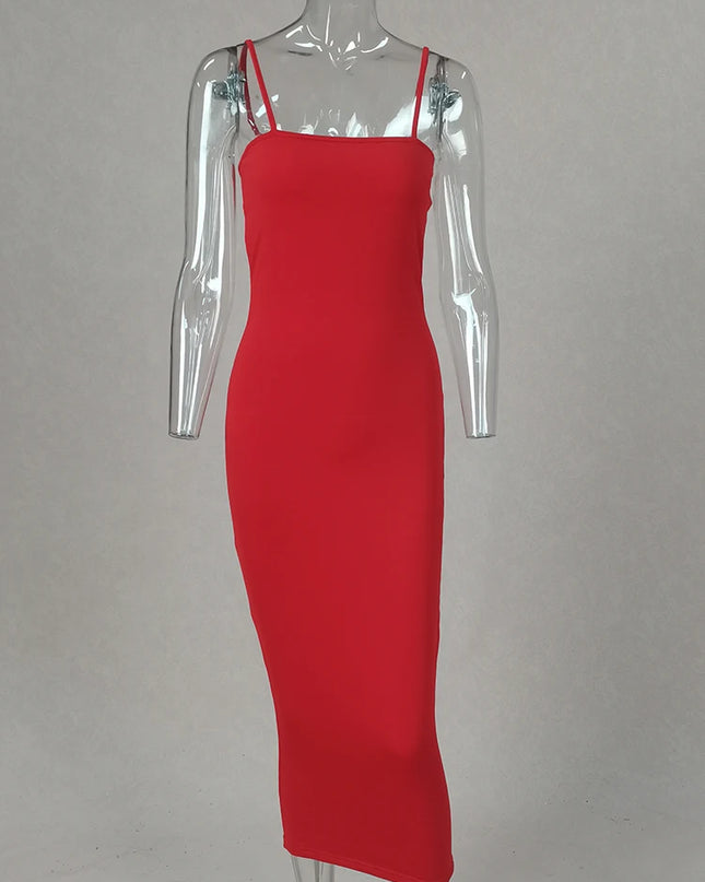 dress 2025 New Spring Summer Women's High Elastic Sleeveless Backless Dress Long Sling Dresses Club Sexy Suspender Dress