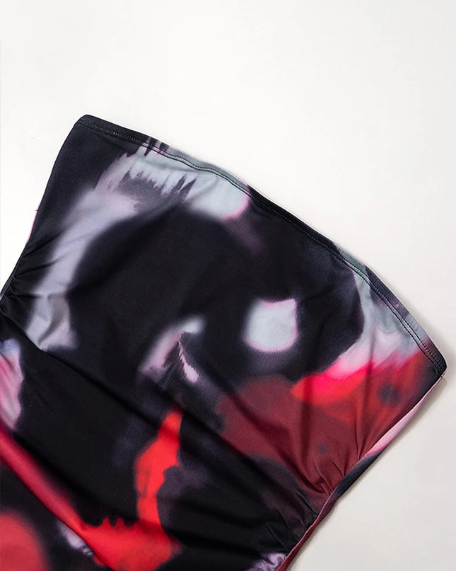 Red Print Sexy Dresses Summer Women's New Off Shoulder Sleeveless Fashion Streetwear Mini Dresses Female Bodycon Elegant Dresses