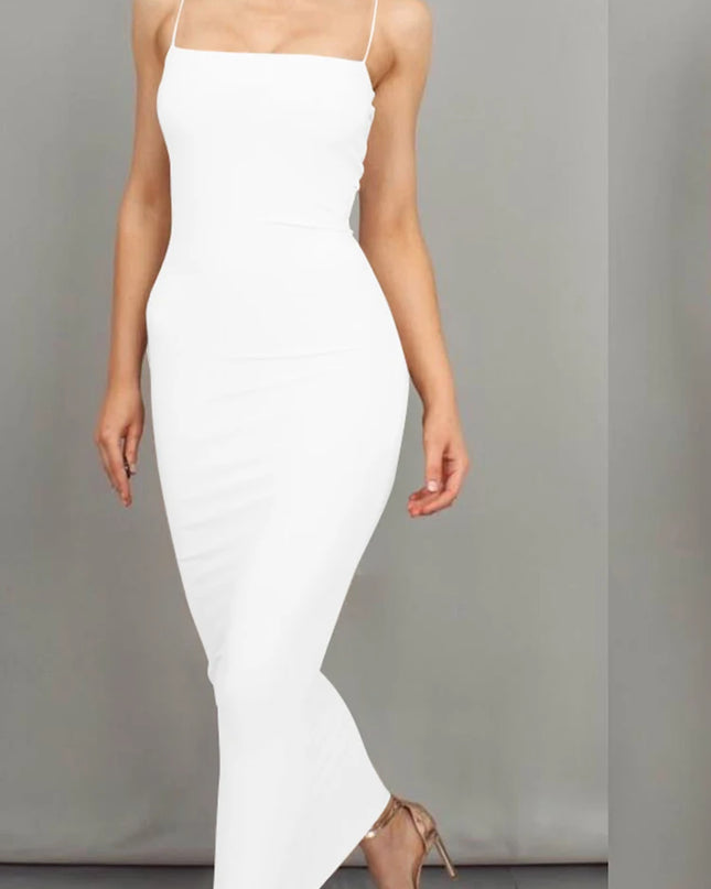 dress 2025 New Spring Summer Women's High Elastic Sleeveless Backless Dress Long Sling Dresses Club Sexy Suspender Dress