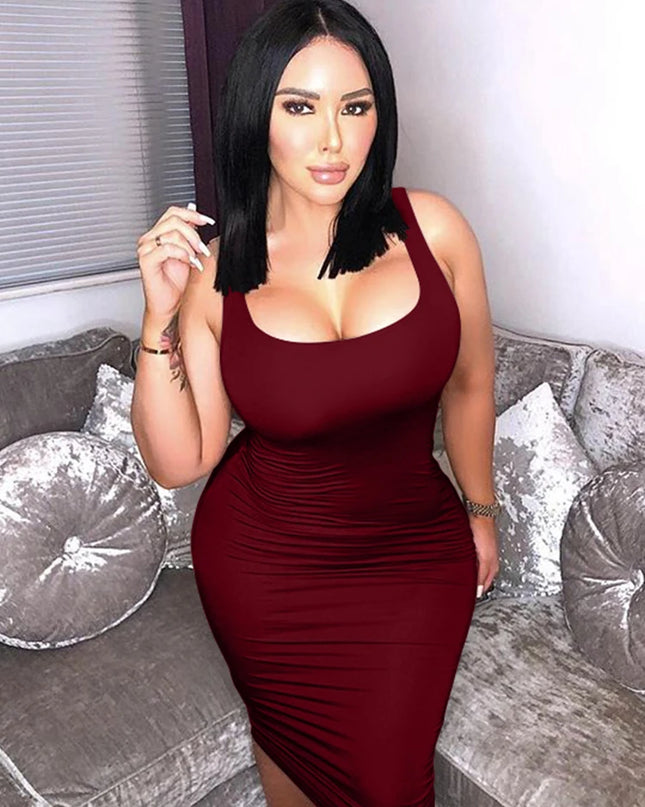 Summer Casual Sexy Square Neck Sleeveless Women's Dress