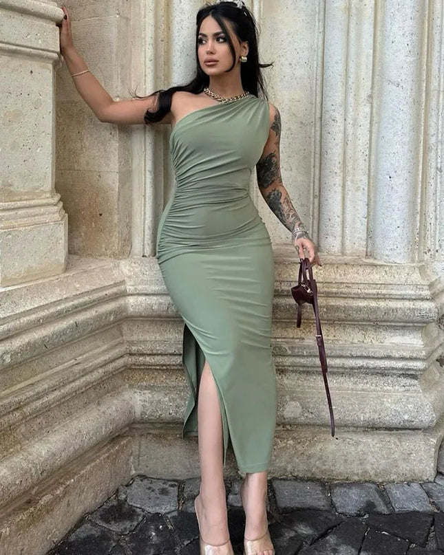 Black Maxi Dress Women Elegant Party Summer Fashion Sexy Split Sleeveless Backless Dress Off Shoulder Streetwear Club Slim Dress