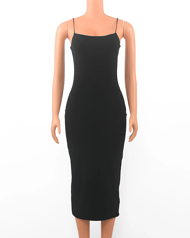 Summer Black Sexy Dress Women Streetwear Sleeveless Backless Solid Spaghetti Strap Bodycon Casual Clubwear Elegant Party Dresses