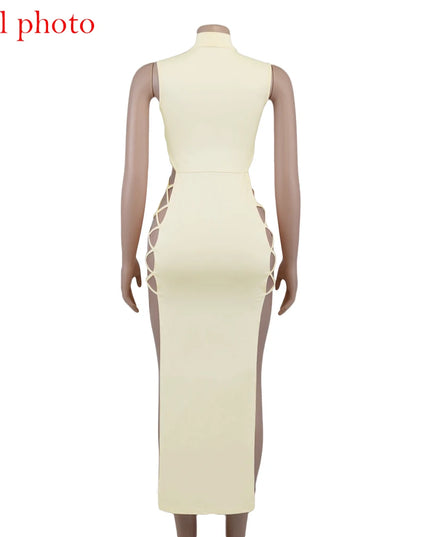Cryptographic Elegant Black Sleeveless Bandage Sexy Dress for Women Club Party Backless Tank Dresses Skinny Fashion Summer 2025