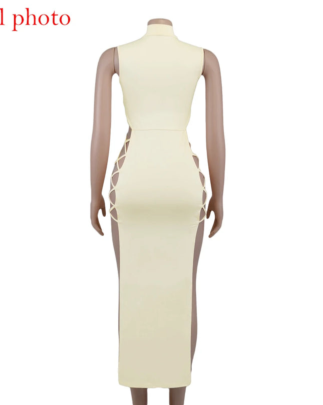 Cryptographic Elegant Black Sleeveless Bandage Sexy Dress for Women Club Party Backless Tank Dresses Skinny Fashion Summer 2025