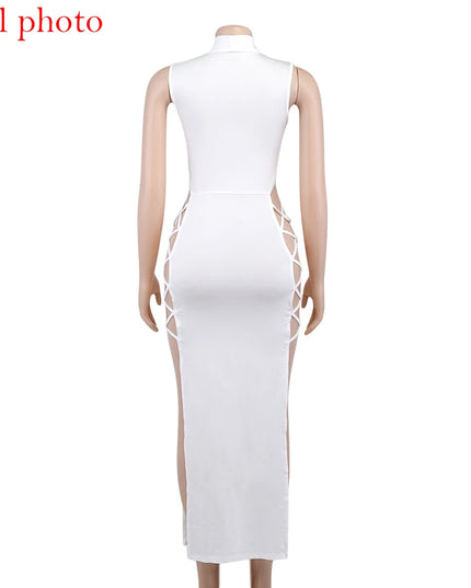 Cryptographic Elegant Black Sleeveless Bandage Sexy Dress for Women Club Party Backless Tank Dresses Skinny Fashion Summer 2025