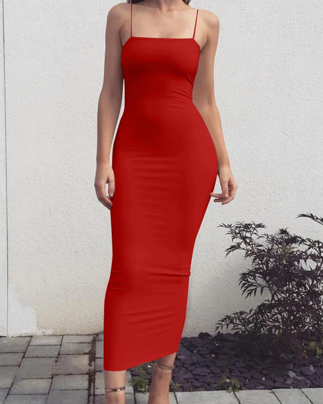 dress 2025 New Spring Summer Women's High Elastic Sleeveless Backless Dress Long Sling Dresses Club Sexy Suspender Dress