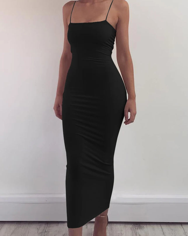 dress 2025 New Spring Summer Women's High Elastic Sleeveless Backless Dress Long Sling Dresses Club Sexy Suspender Dress