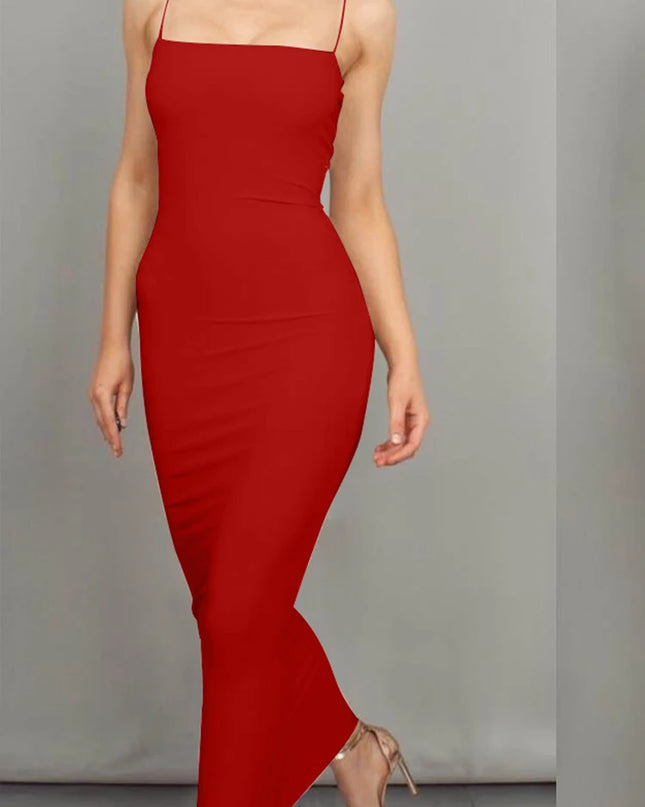 dress 2025 New Spring Summer Women's High Elastic Sleeveless Backless Dress Long Sling Dresses Club Sexy Suspender Dress