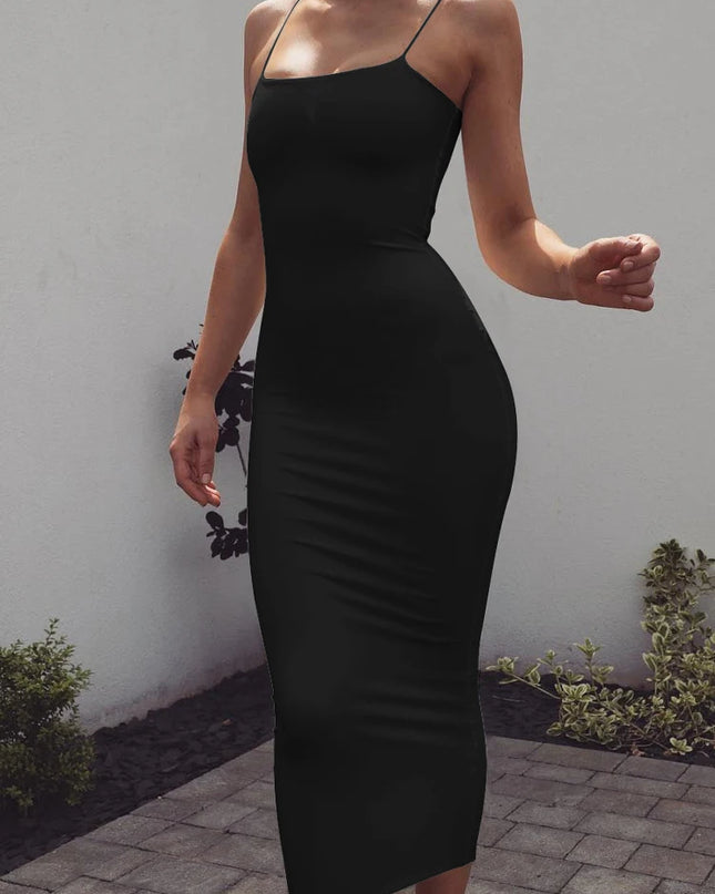 dress 2025 New Spring Summer Women's High Elastic Sleeveless Backless Dress Long Sling Dresses Club Sexy Suspender Dress