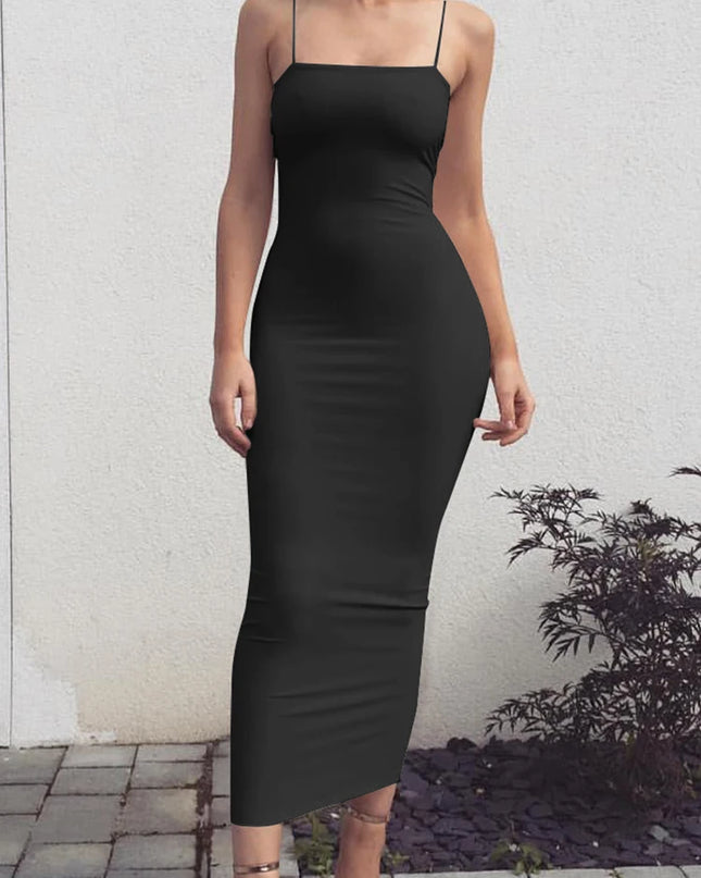 dress 2025 New Spring Summer Women's High Elastic Sleeveless Backless Dress Long Sling Dresses Club Sexy Suspender Dress