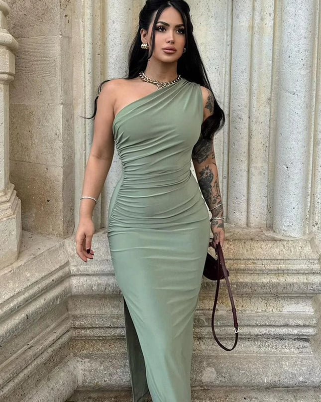 Summer Maxi Dress Women Sexy Split Fashion Sleeveless Backless Slim Dress Female Casual Streetwear Club Elegant Party Dresses