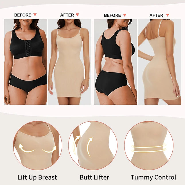 FITTOO Suspender Dress Women Body Shaper Tummy Control Sleeveless Skirt Slimming Waist Tops Female Streetwear Sexy Female New