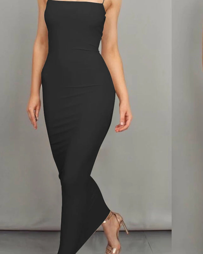 dress 2025 New Spring Summer Women's High Elastic Sleeveless Backless Dress Long Sling Dresses Club Sexy Suspender Dress