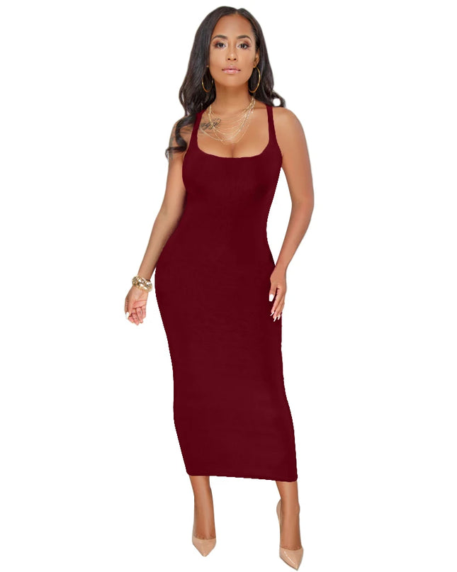 Summer Casual Sexy Square Neck Sleeveless Women's Dress