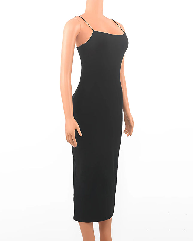 Summer Black Sexy Dress Women Streetwear Sleeveless Backless Solid Spaghetti Strap Bodycon Casual Clubwear Elegant Party Dresses