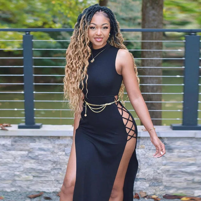 Cryptographic Elegant Black Sleeveless Bandage Sexy Dress for Women Club Party Backless Tank Dresses Skinny Fashion Summer 2025