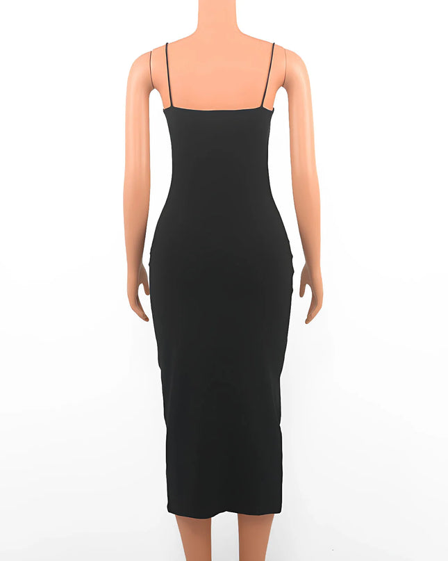 Summer Black Sexy Dress Women Streetwear Sleeveless Backless Solid Spaghetti Strap Bodycon Casual Clubwear Elegant Party Dresses